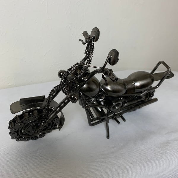 12" HARLEY STYLE MOTORCYCLE GUN METAL WESTERN HOME BAR DECOR NEW