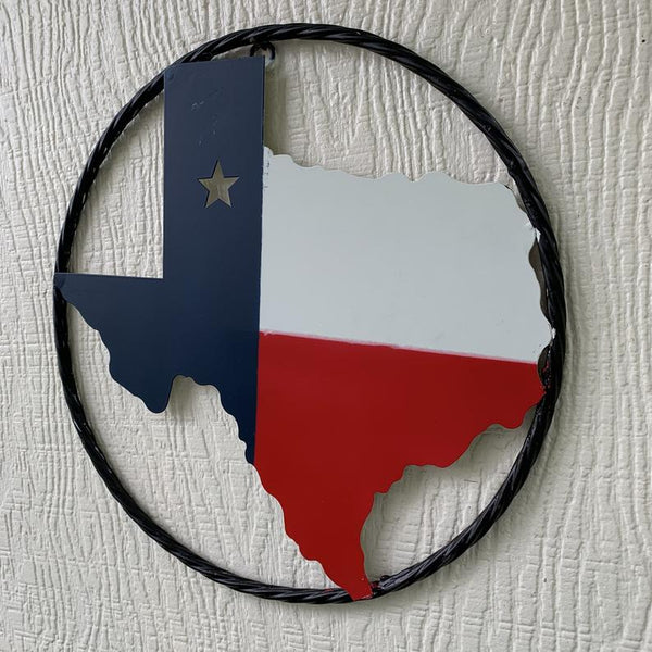 #BC8065 6",9",12"  TEXAS METAL STATE OF TEXAS MAP RED WHITE BLUE WALL ART WESTERN HOME DECOR NEW DECOR