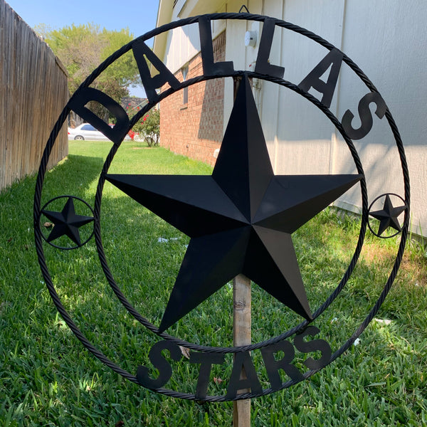 DALLAS STARS RUSTIC BLACK LONE STAR METAL HOCKEY TEAM WESTERN HOME DECOR CRAFT