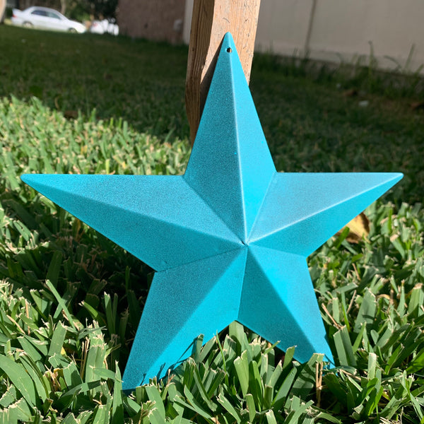 #EH10474 RUSTIC TURQUOISE DISTRESSED TWO TONE BARN METAL STAR WESTERN HOME DECOR ART NEW