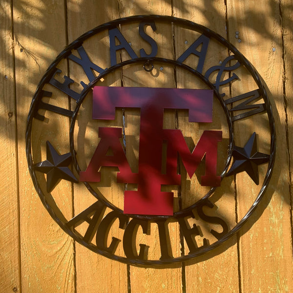 TEXAS A&M WITH STARS CUSTOM METAL VINTAGE CRAFT SIGN WALL ART TEAM SIGN HANDMADE