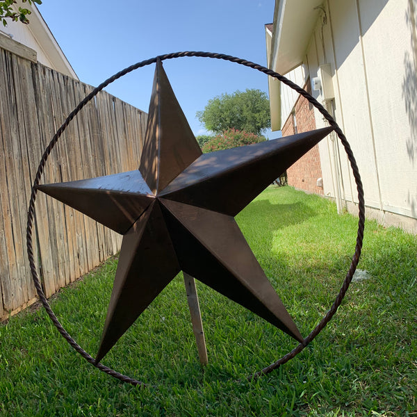 #EH10507 TEXAS GIANT 8,6,5,4 FOOT NATURAL RUSTIC SEALED UNPAINTED LARGE OVERSIZE METAL LONESTAR GENUINE RUST PATINA LONE STAR TWISTED ROPE RING 4,5,6,8 FOOT