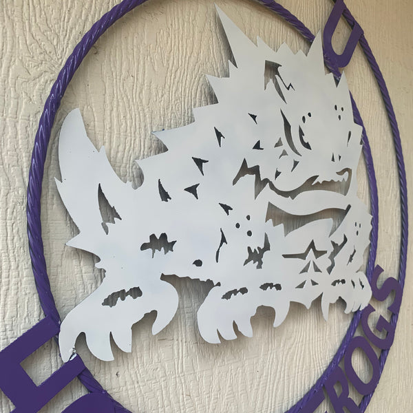 12",18",24",32",36" TCU HORNED FROGS CUSTOM METAL VINTAGE CRAFT TEAM SIGN HANDMADE