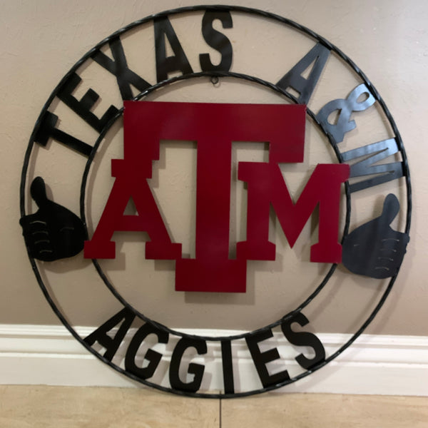 GIGEM AGGIES METAL CUSTOM VINTAGE CRAFT TEAM SIGN HANDMADE