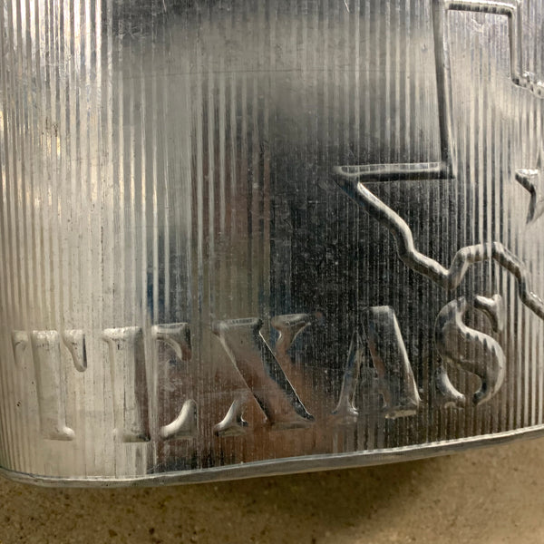 24" TEXAS BUCKET SILVER METAL OVAL TUB BEVERAGE HOLDER WESTERN HOME DECOR HANDMADE NEW #EH12495