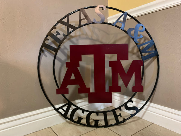 12", 18", 24", 32" TEXAS A&M METAL CUSTOM VINTAGE CRAFT WALL ART TEAM SIGN HANDMADE