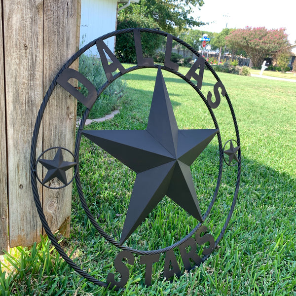 DALLAS STARS RUSTIC BLACK LONE STAR METAL HOCKEY TEAM WESTERN HOME DECOR CRAFT