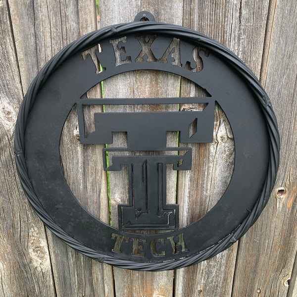 12",18",24",32",36" TEXAS TECH RUSTIC BLACK CUSTOM METAL VINTAGE CRAFT TEAM SIGN HANDMADE TO ORDER