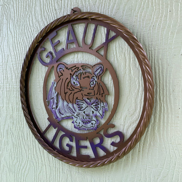 12",18",24",32" GEAUX TIGERS CUSTOM VINTAGE METAL CRAFT TEAM WALL ART HANDMADE