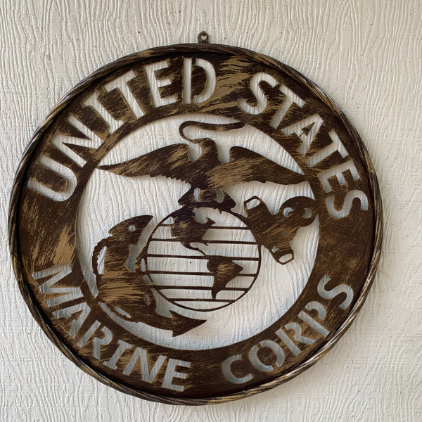 #EH10085 18",24",32" US MARINE CORPS MILITARY LASERCUT METAL PATRIOTIC WALL ART WESTERN HOME DECOR HANDMADE RUSTIC BRONZE COPPER