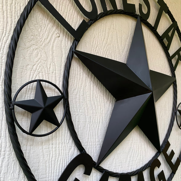 LONESTAR GARAGE STYLE CUSTOM BARN NAME STAR LONESTAR GARAGE METAL NAME BARN STAR WITH TWISTED ROPE RING 3d STAR ART WESTERN HOME DECOR RUSTIC BROWN