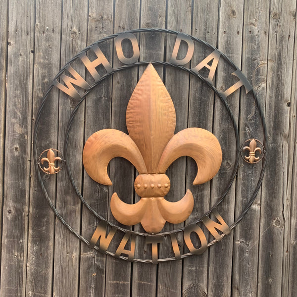 18", 24", 32" 36" WHO DAT NATION FLEUR DE LIS METAL WALL ART WESTERN HOME DECOR NEW