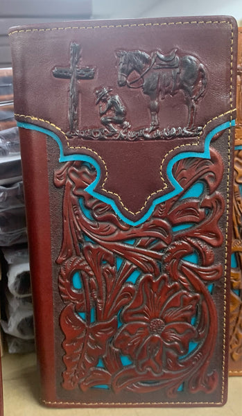 #LG GENUINE LEATHER WESTERN CHECKBOOK MEN'S WALLET WESTERN FASHION--FREE SHIPPING