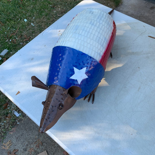 30",22",14",10" TEXAS FLAG ARMADILLO GARDEN ANIMAL SCULPTURE METAL DECOR ORNAMENT PATRIOTIC DECOR