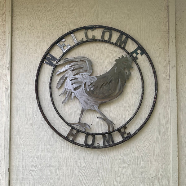 YOUR CUSTOM NAME ROOSTER LASERCUT RAW METAL ART WITH RING DESIGN WESTERN METAL ANIMAL ART HOME WALL DECOR BRAND NEW