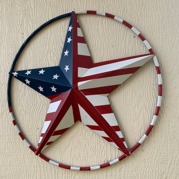 PEACE STAR METAL RED WHT BLUE STAR WESTERN HOME DECOR HANDMADE 12",16",24",32"36",38",40",48"