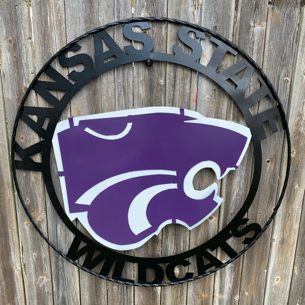 12", 18", 24", 32" KANSAS STATE WILDCATS  YMETAL CUSTOM VINTAGE CRAFT WALL ART TEAM SIGN HANDMADE