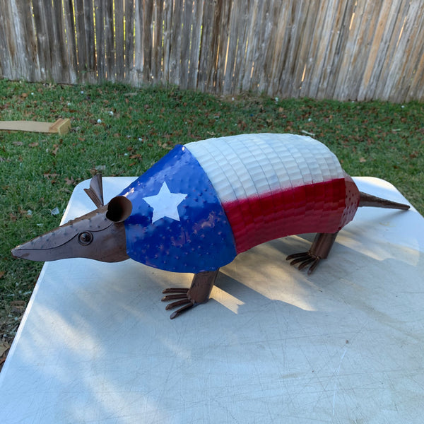 30",22",14",10" TEXAS FLAG ARMADILLO GARDEN ANIMAL SCULPTURE METAL DECOR ORNAMENT PATRIOTIC DECOR