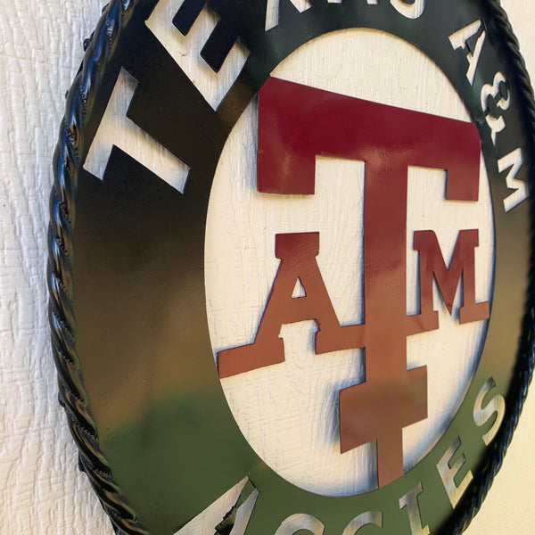24" TEXAS A&M WIDE BAND RING CUSTOM METAL VINTAGE CRAFT SIGN TEAM HANDMADE