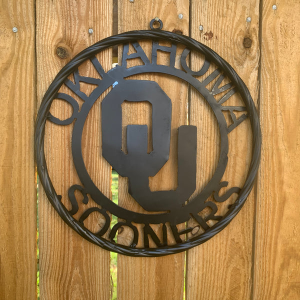 12", 18", 24", 32" OU OKLAHOMA SOONERS RUSTIC BLACK METAL CUSTOM VINTAGE CRAFT WALL ART TEAM SIGN HANDMADE