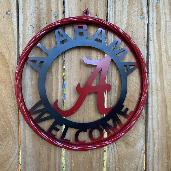 ALABAMA WELCOME RED & BLACK CUSTOM METAL VINTAGE SIGN TEAM HANDMADE