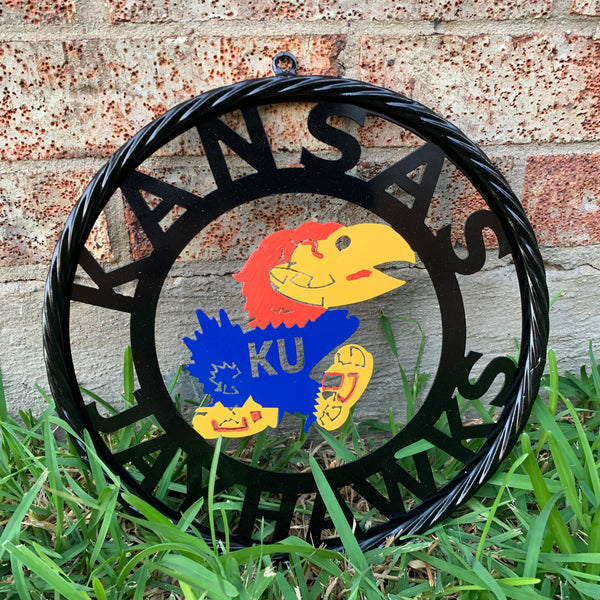KANSAS JAYHAWKS METAL CUSTOM VINTAGE CRAFT WALL ART TEAM SIGN HANDMADE