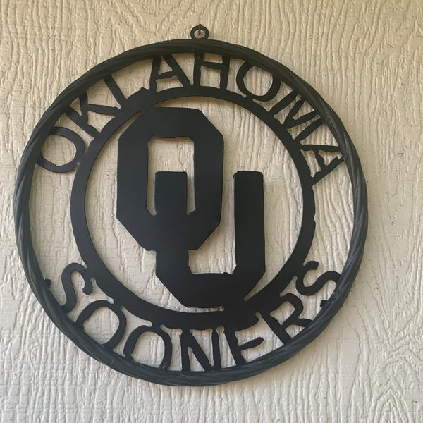 12", 18", 24", 32" OU OKLAHOMA SOONERS RUSTIC BLACK METAL CUSTOM VINTAGE CRAFT WALL ART TEAM SIGN HANDMADE