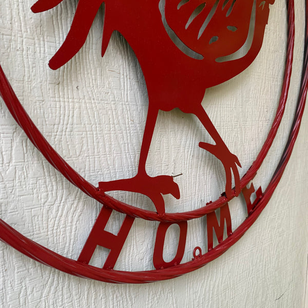 YOUR CUSTOM NAME RED ROOSTER LASERCUT METAL ART WITH RING DESIGN WESTERN METAL ANIMAL ART HOME WALL DECOR BRAND NEW