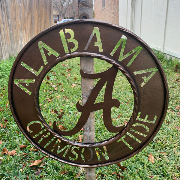 ALABAMA CRIMSON TIDE WIDE BAND RING CUSTOM METAL VINTAGE CRAFT TEAM SIGN HANDMADE