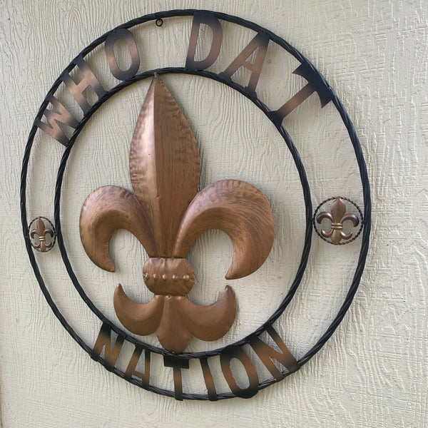 18", 24", 32" 36" WHO DAT NATION FLEUR DE LIS METAL WALL ART WESTERN HOME DECOR NEW