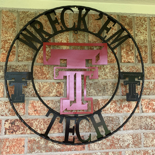 12", 18", 24", 32" WRECKEM TEXAS TECH METAL CUSTOM VINTAGE CRAFT TEAM SIGN HANDMADE