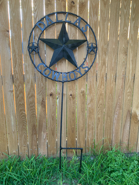 24" STAR & 34" STAKE DALLAS COWBOYS DECOR METAL ART WESTERN HOME WALL DECOR ALL RUSTIC BLACK STAR WITH 34" STAKE