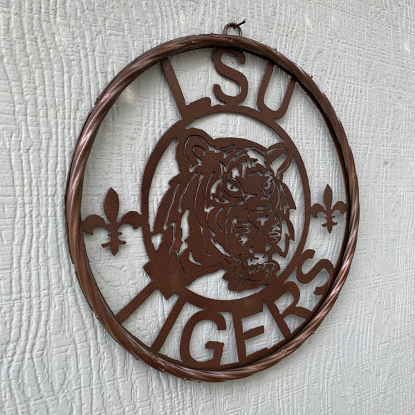 12" LSU TIGERS CUSTOM METAL VINTAGE CRAFT WESTERN HOME DECOR NEW