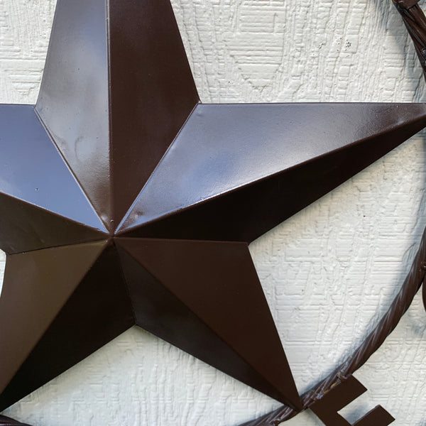 LONESTAR GARAGE STYLE CUSTOM BARN NAME STAR LONESTAR GARAGE METAL NAME BARN STAR WITH TWISTED ROPE RING 3d STAR ART WESTERN HOME DECOR RUSTIC BROWN