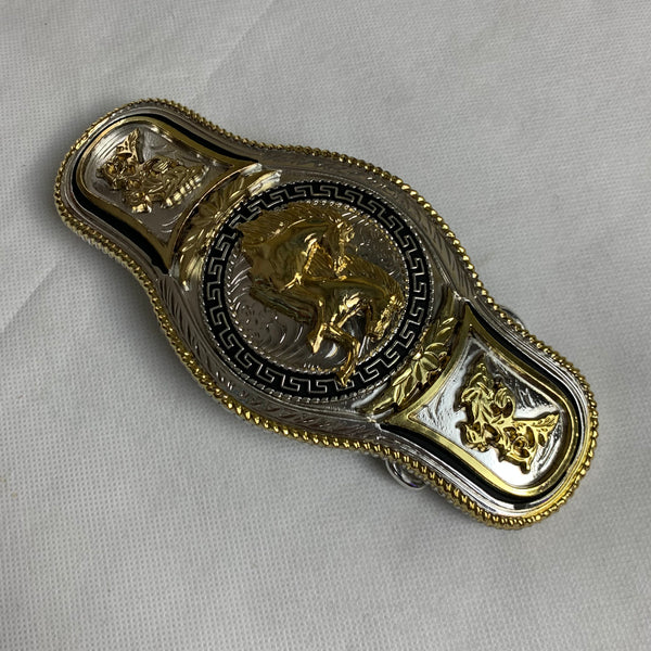 6.5" X 3.5" HORSE BELT BUCKLE GOLD SILVER BLACK WESTERN BUCKLE FASHION ART NEW #EH12271