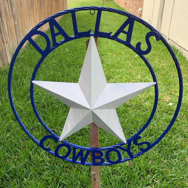 DALLAS COWBOYS STAR METAL BARN LONE STAR WESTERN HOME DECOR BLUE & WHITE STAR, SIZE:24",32",36",40",42",44",46",50"