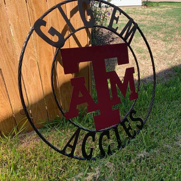 GIGEM AGGIES METAL CUSTOM VINTAGE CRAFT TEAM SIGN HANDMADE