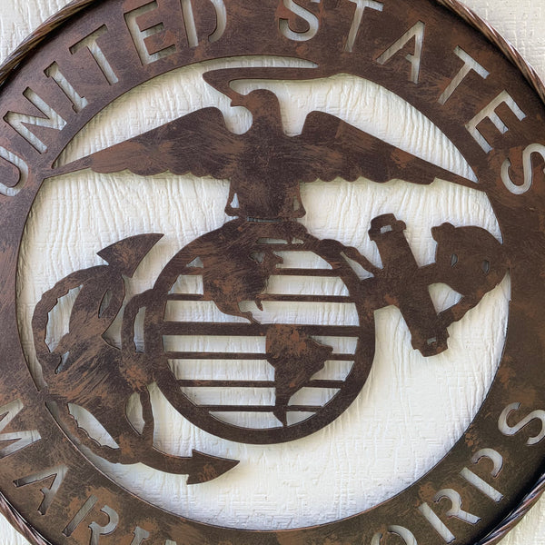 #EH10851 24" UNITED STATES MARINE CORPS MILITARY LASERCUT METAL WALL ART SIGN WESTERN HOME DECOR HANDMADE BRONZE