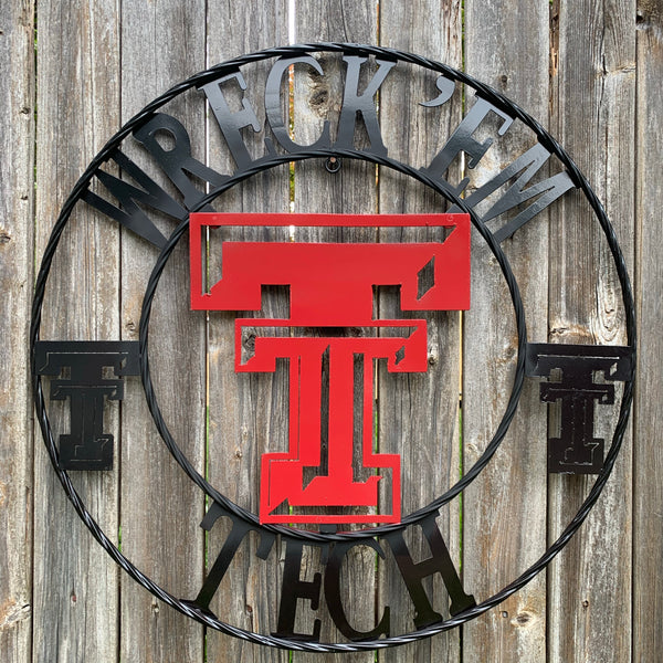 12", 18", 24", 32" WRECKEM TEXAS TECH METAL CUSTOM VINTAGE CRAFT TEAM SIGN HANDMADE