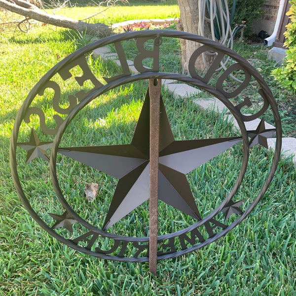GOD BLESS AMERICA BLACK METAL BARN LONESTAR TWISTED RING METAL ART WESTERN HOME DECOR HANDMADE NEW-#EH10487