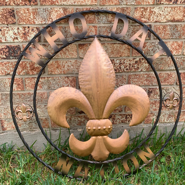 18", 24", 32" 36" WHO DAT NATION FLEUR DE LIS METAL WALL ART WESTERN HOME DECOR NEW