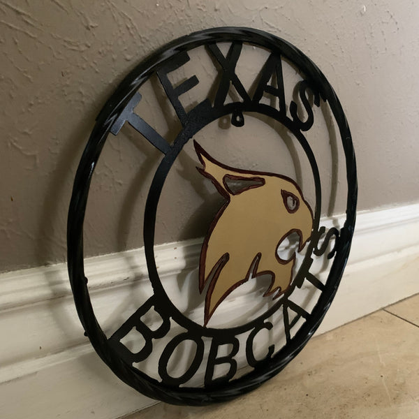 12" TEXAS BOBCATS CUSTOM METAL VINTAGE CRAFT SIGN TEAM WESTERN HOME DECOR HANDMADE
