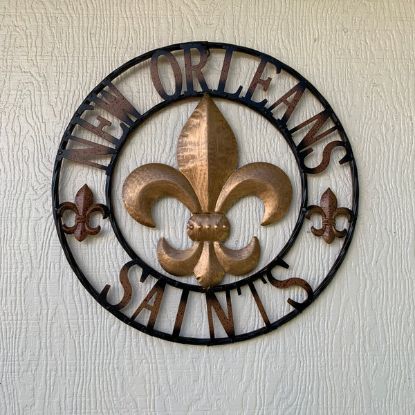 18", 24", 32" NEW ORLEANS SAINTS METAL SIGN WALL ART WESTERN HOME DECOR RUSTIC GOLD & BLACK ART NEW