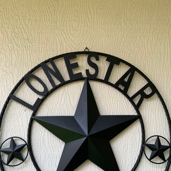 LONESTAR GARAGE STYLE CUSTOM BARN NAME STAR LONESTAR GARAGE METAL NAME BARN STAR WITH TWISTED ROPE RING 3d STAR ART WESTERN HOME DECOR RUSTIC BROWN