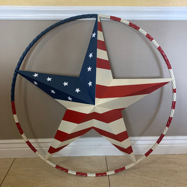 USA AMERICANA FLAG STAR METAL RED WHT BLUE STAR WESTERN HOME DECOR HANDMADE 12",16",24",32"36",38",40",48"