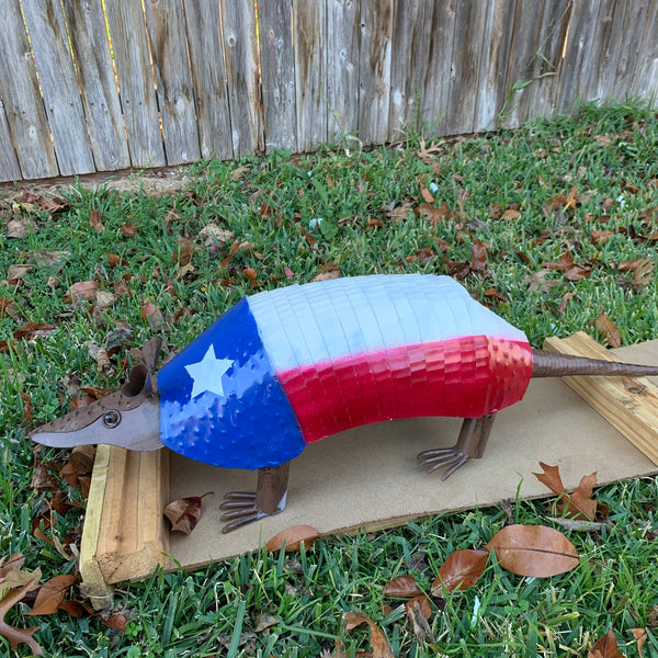 30",22",14",10" TEXAS FLAG ARMADILLO GARDEN ANIMAL SCULPTURE METAL DECOR ORNAMENT PATRIOTIC DECOR