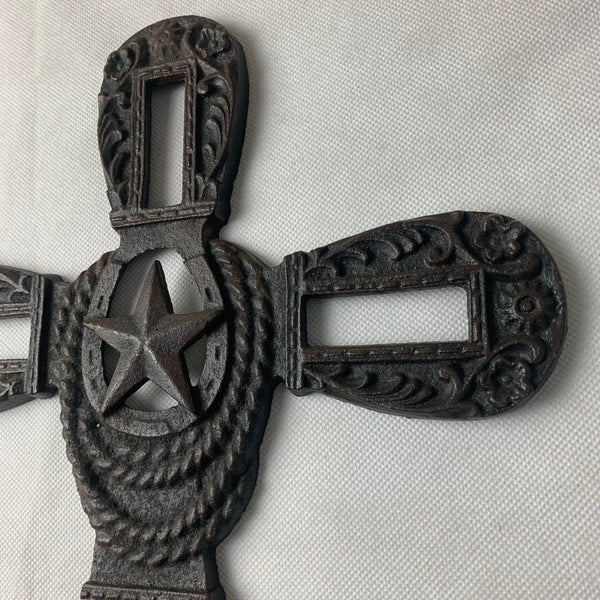 Si56409 STAR WESTERN CROSS CAST IRON HOME DECOR NEW