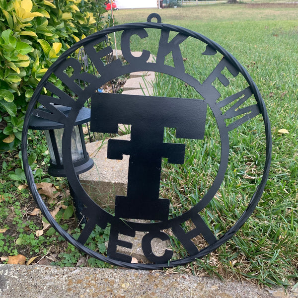 12",18",24",32",36" WRECKEM TEXAS TECH SOLID PLAIN T CUSTOM VINTAGE CRAFT METAL TEAM SIGN HANDMADE