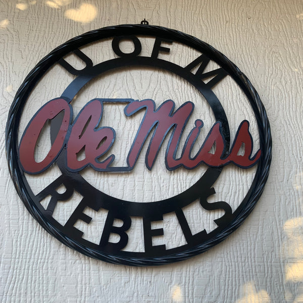 OLE MISS REBELS MISSISSIPPI METAL CUSTOM VINTAGE CRAFT TEAM SIGN HANDMADE