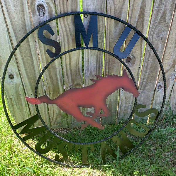 12",18",24",32",36" SMU MUSTANGS METAL CUSTOM VINTAGE CRAFT WALL ART TEAM SIGN HANDMADE